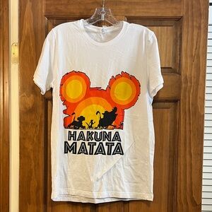 Disney Lion King characters in Sunset Mickey Head Short Sleeve Tee Shirt Top